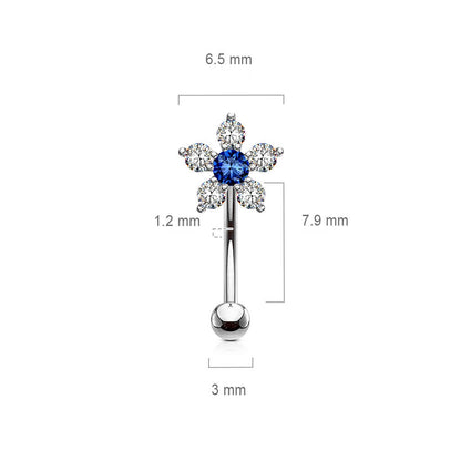 Eyebrow Piercing Flower Zirconia