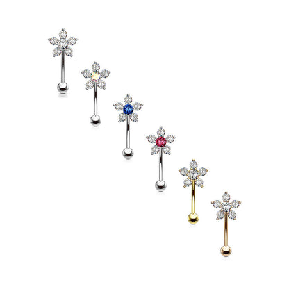 Eyebrow Piercing Flower Zirconia