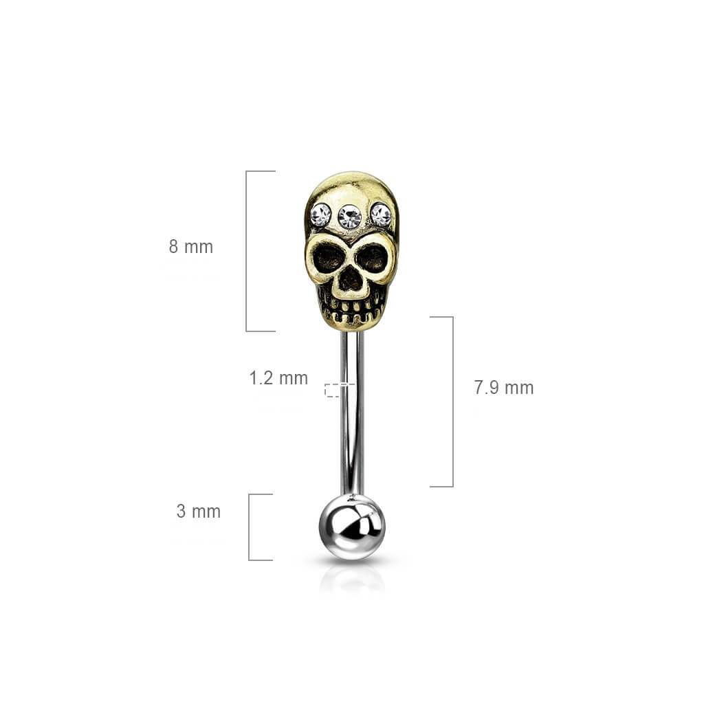 Augenbrauenpiercing Totenkopf Silber Gold Zirkonia