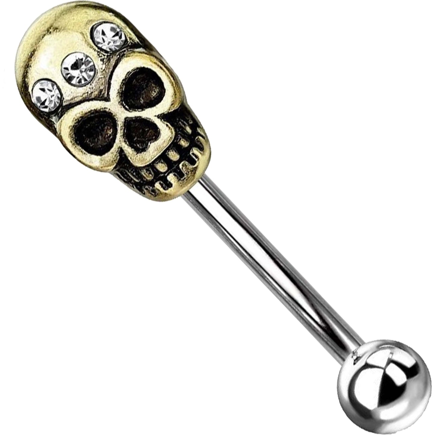 Eyebrow Piercing Skull Silver Gold Zirconia