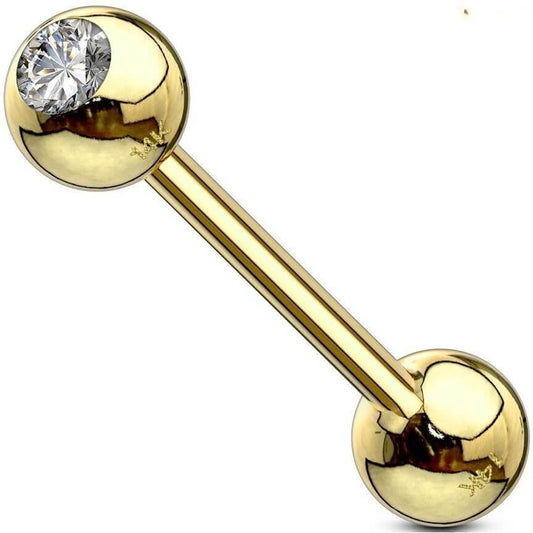 Oro 14kt Barbell Circonita Bola