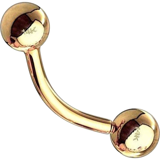 Solid Gold 14 Carat Curved Barbell Ball