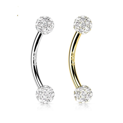 Solid Gold 14 Carat Eyebrow Piercing Zirconia