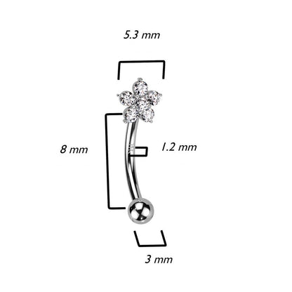 Oro 14kt Ceja Circonita Flor