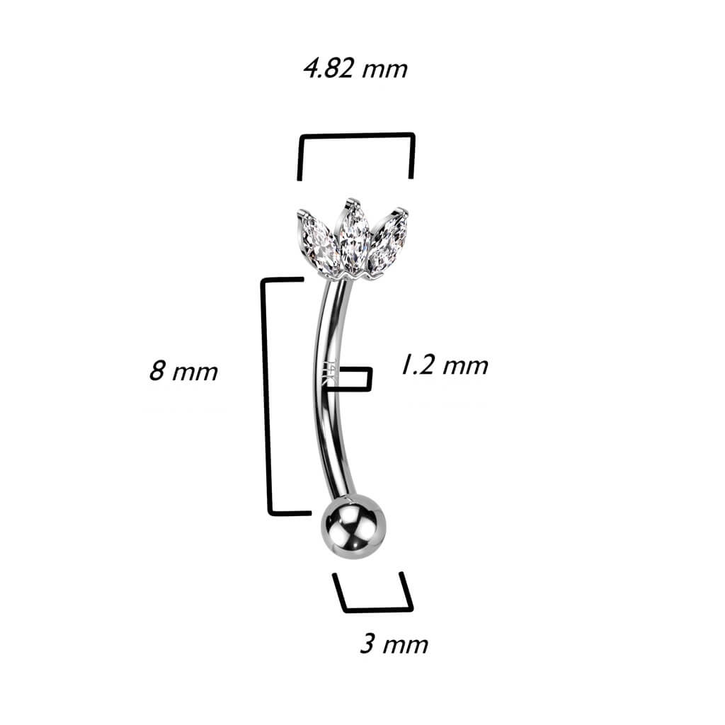 Oro 14kt Ceja 3 Circonitas