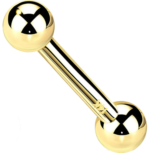 Oro 14 kt Barbell Sfera  Push-In