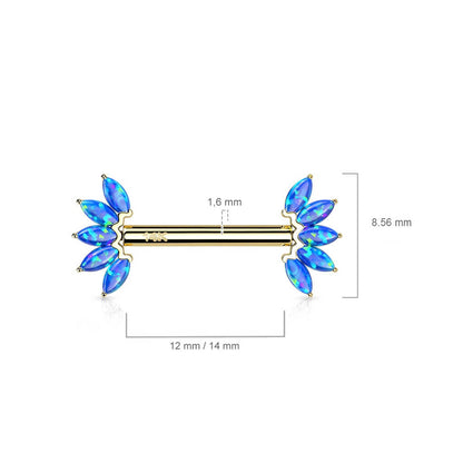 Or 14kt Téton Marquise 5 Opale Enfoncer