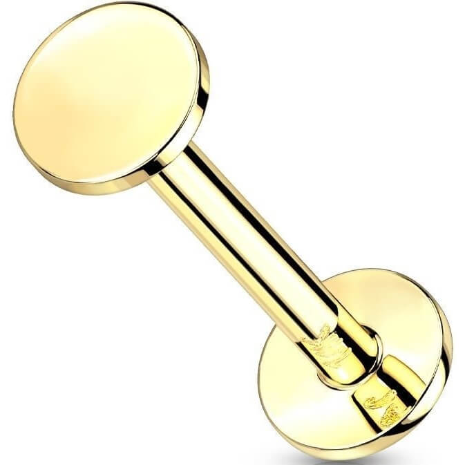 Solid Gold 14 Carat Labret Round Flat Push-In