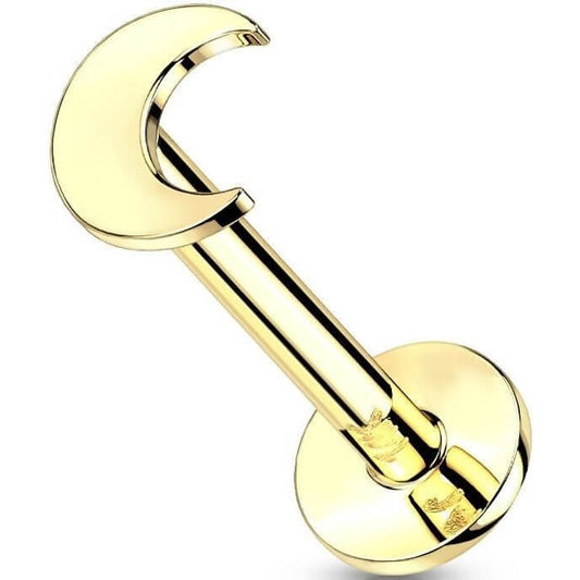 Or 14kt Labret Lune Plate Enfoncer