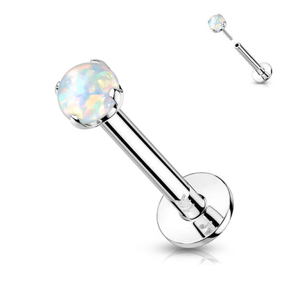 Złoto 585 labret okrągły opal  push-in