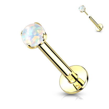 Oro 14 kt Labret Opale rotonda  Push-In