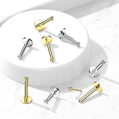 Oro 14kt Triángulo Bola Push In Labret