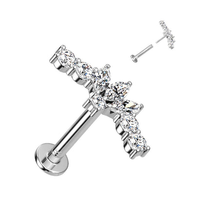 Or 14kt Labret Marquise Zircone Enfoncer