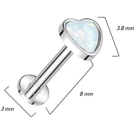 Solid Gold 14 Carat Labret Heart Opal Push-In