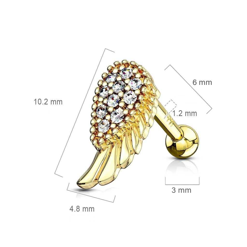 Or 14kt Barre Aile d´Ange Zircone