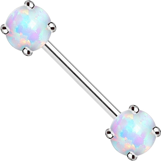 Solid Gold 14 Carat Nipple Piercing Opal