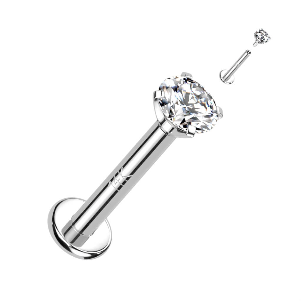 Oro 14kt Circonita Rosca interna Labret