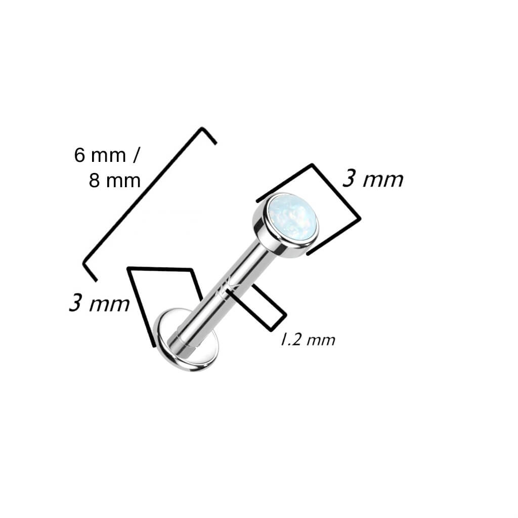 Oro 14 kt Labret Opale  Filettatura Interna