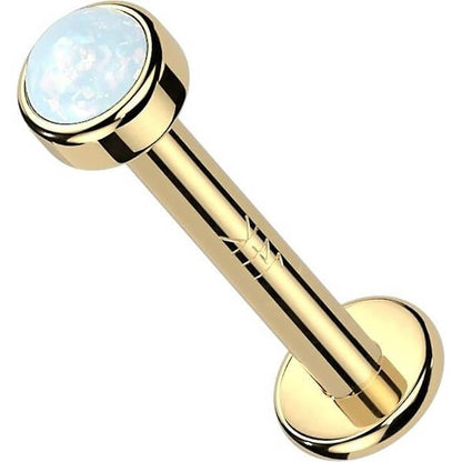 Oro 14kt Ópalo Rosca interna Labret