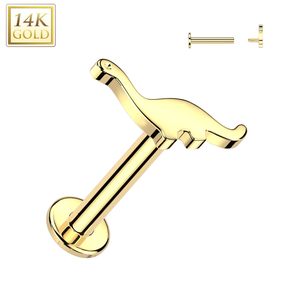 Oro 14kt Dinosaurio Rosca interna Labret