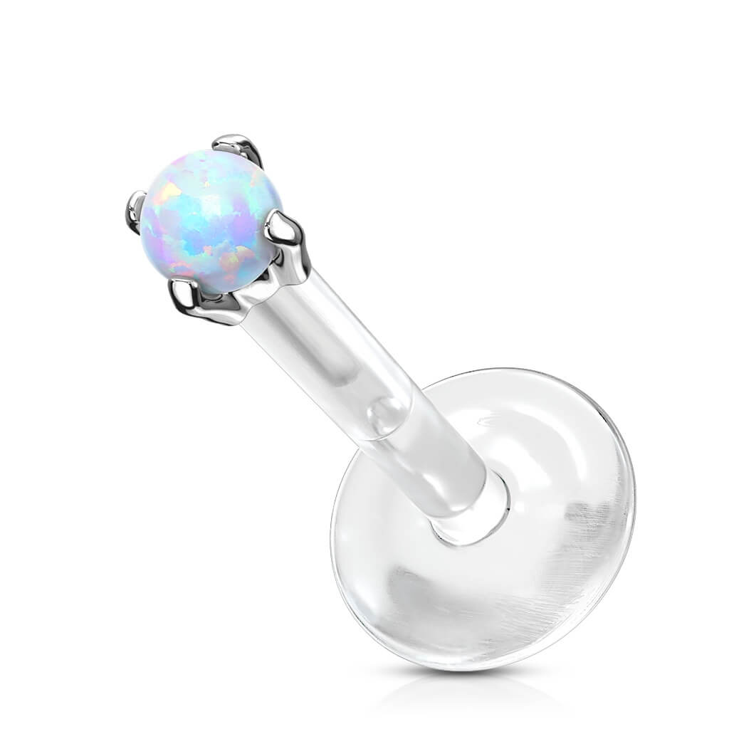 Or 14kt Labret Opale Ronde Enfoncer