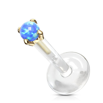 Or 14kt Labret Opale Ronde Enfoncer