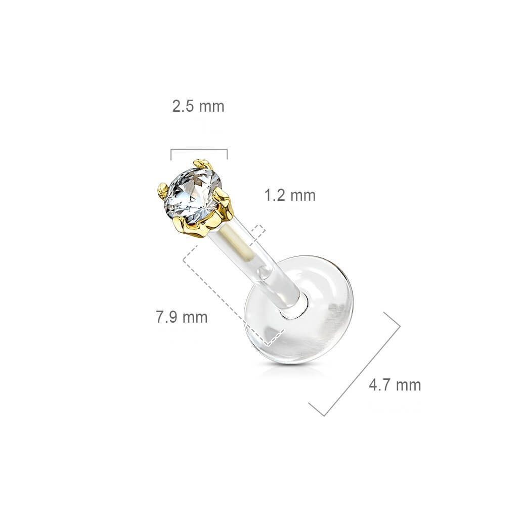 Oro 14 kt Labret Zircone  Push-In