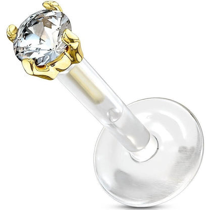 Oro 14 kt Labret Zircone  Push-In