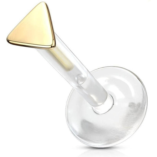 Or 14kt Labret Triangle Plat Enfoncer