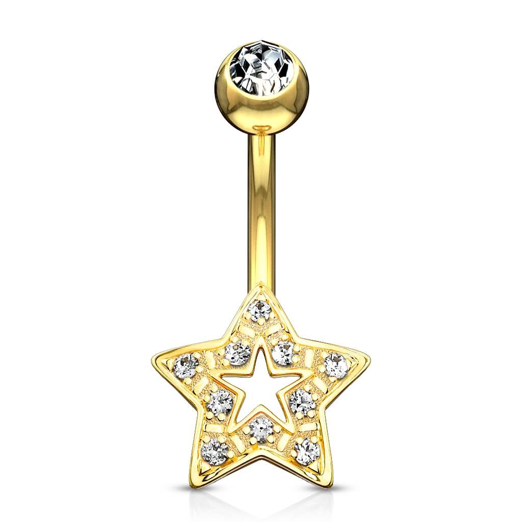 Oro 14kt Piercing ombligo Circonita Estrella