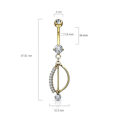 Oro 14kt Piercing ombligo Circonita Pescado