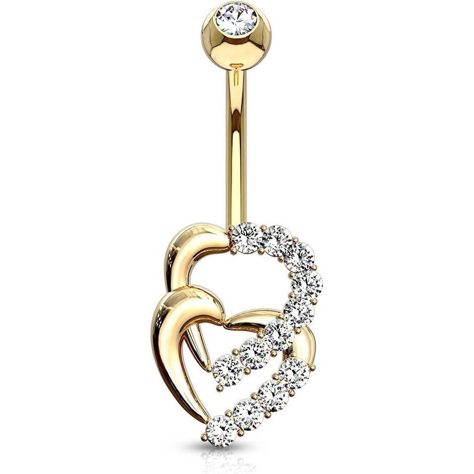 Oro 14kt Piercing ombligo Circonita corazón