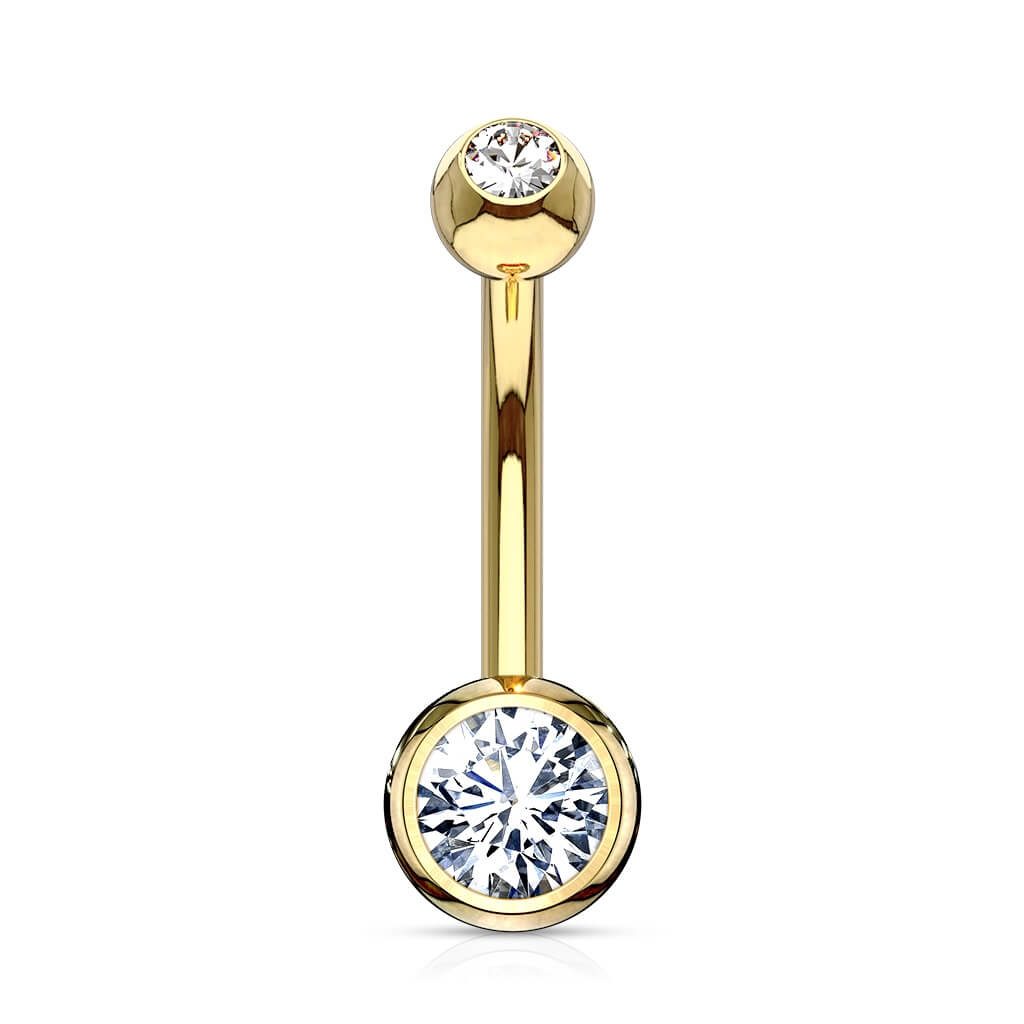 Oro 14 kt Piercing Ombelico Zircone rotondo