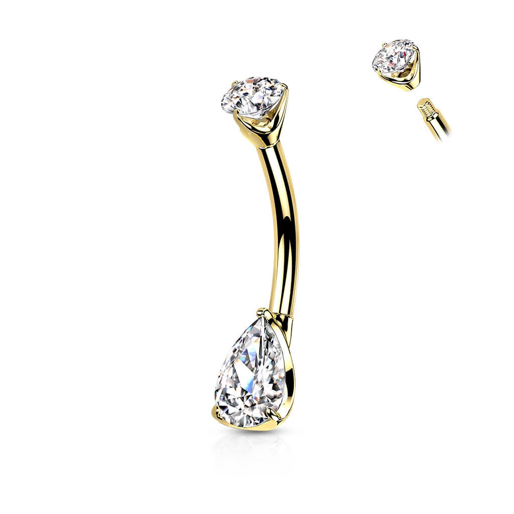 Oro 14kt Piercing ombligo Circonita gota