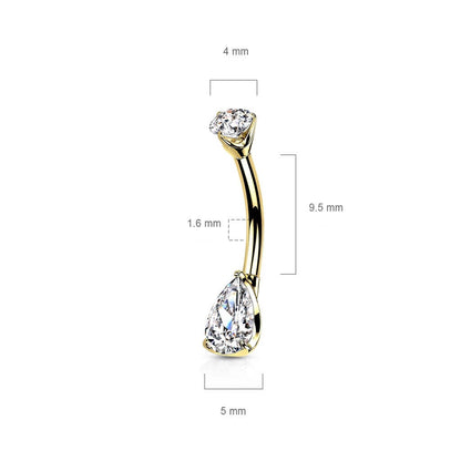 Oro 14kt Piercing ombligo Circonita gota