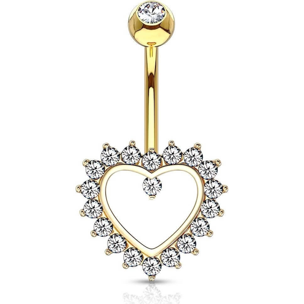 Oro 14kt Piercing ombligo Circonita corazón