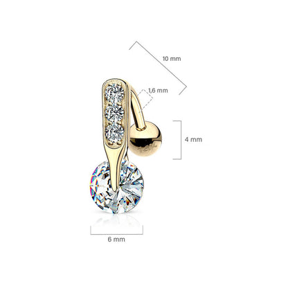 Oro 14kt Piercing ombligo Circonita Top Down