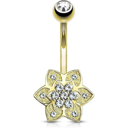 Oro 14kt Piercing ombligo Circonita flor