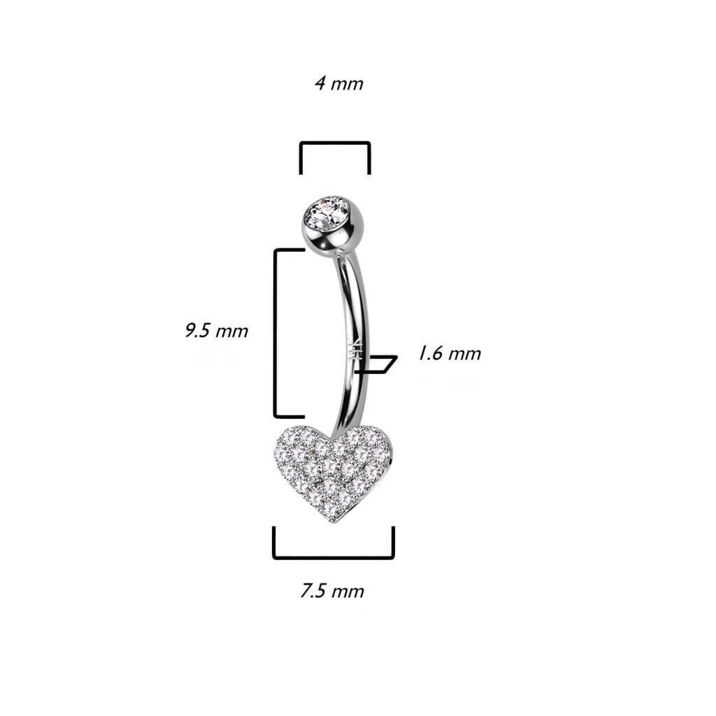 Oro 14kt Piercing ombligo Circonita Corazón