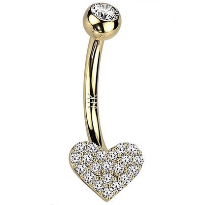 Oro 14kt Piercing ombligo Circonita Corazón