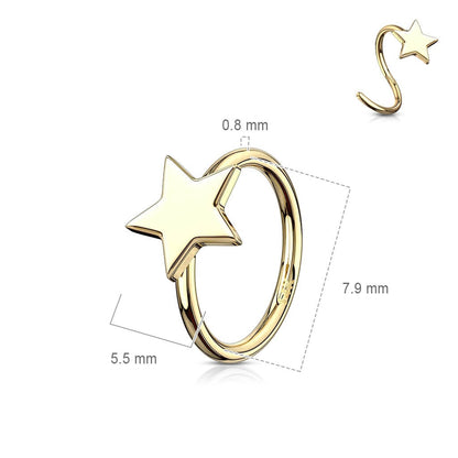 Oro 14kt Anillo Estrella Flexible