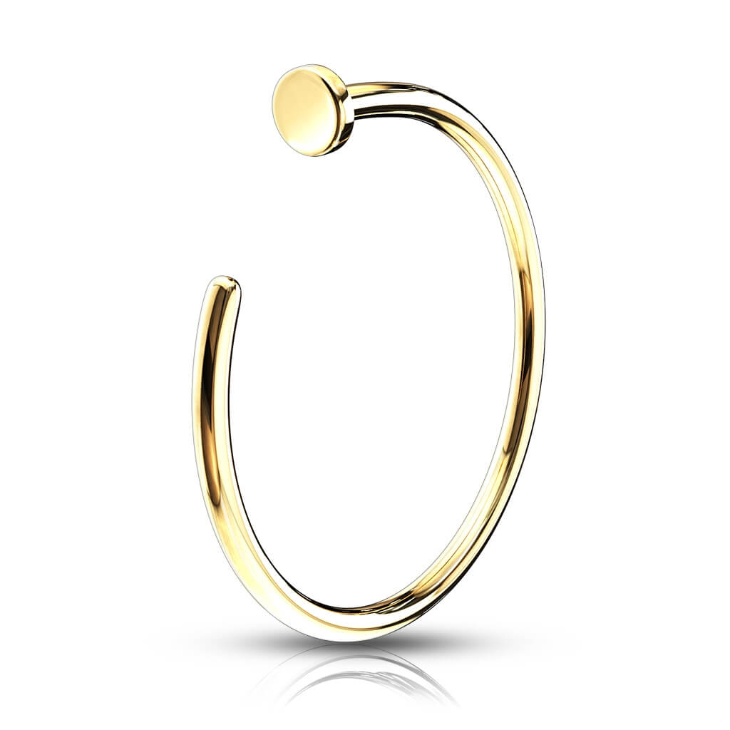 Solid Gold 14 Carat Nose Hoop Half Hoop Ring