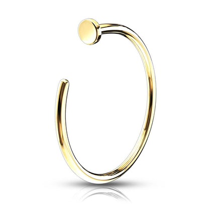 Solid Gold 14 Carat Nose Hoop Half Hoop Ring