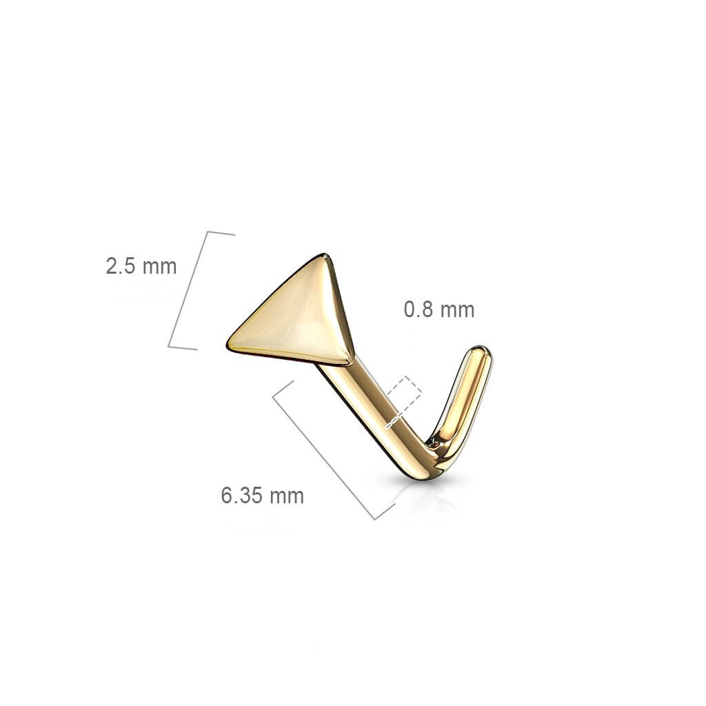 Or 14kt Nez En Forme de L Triangle Plat