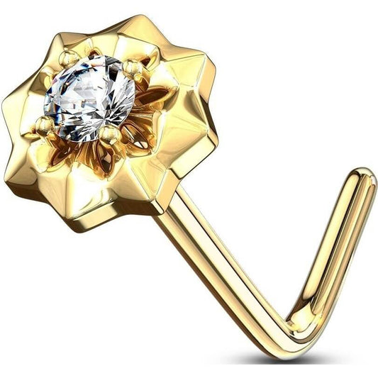 Or 14kt Nez En Forme de L Étoile Zircone