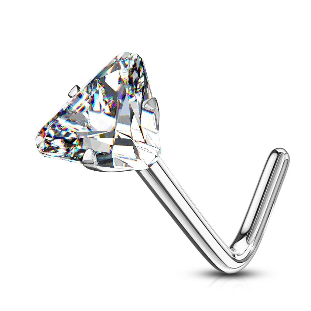 Or 14kt Nez En Forme de L Triangle Zircone