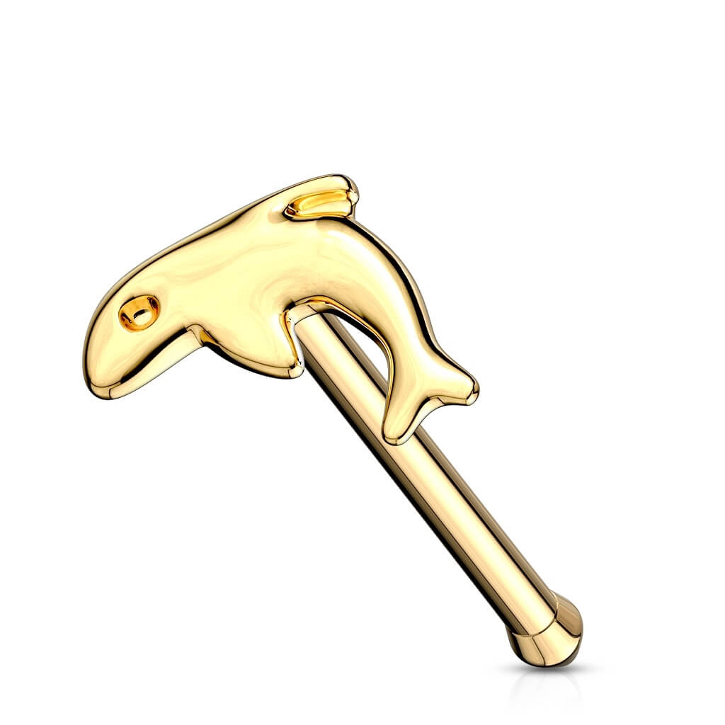 Solid Gold 14 Carat Nose Stud Dolphin