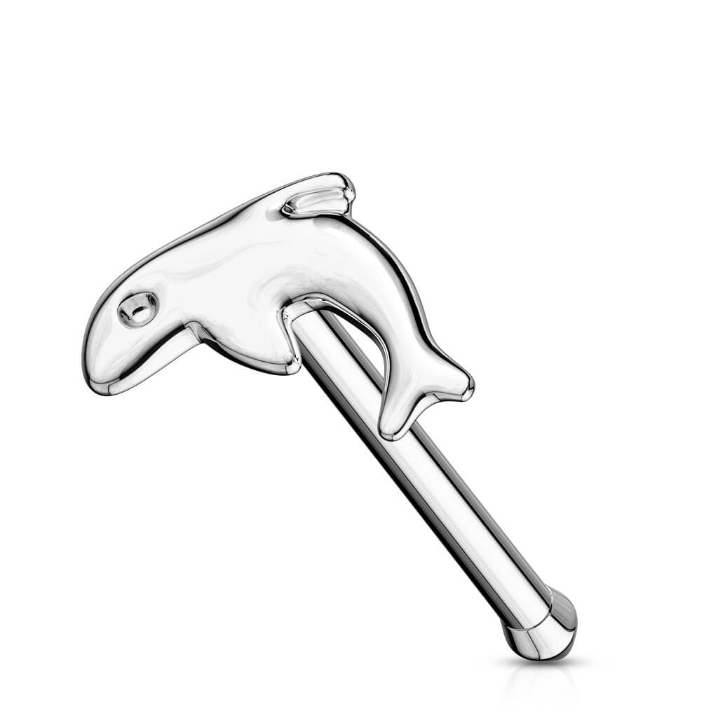 Solid Gold 14 Carat Nose Stud Dolphin