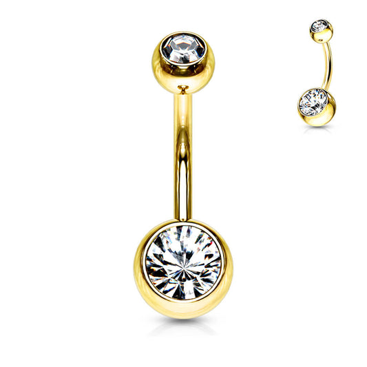 Bauchnabelpiercing Kugel Zirkonia Gold PVD