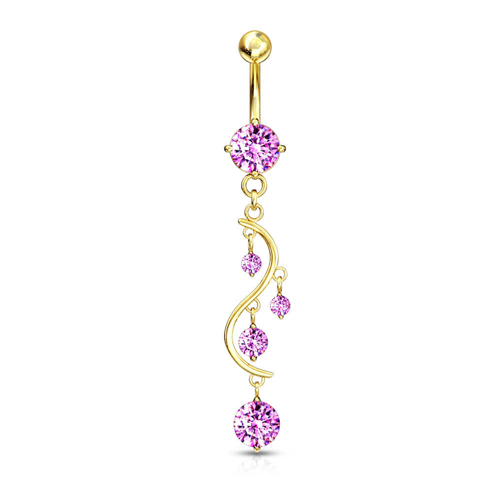 Belly Button Piercing Zirconia Gold pendant